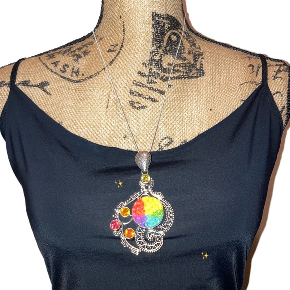 Druzy Quartz & Citrine Handmade Pendant Necklace - Picture 2 of 5